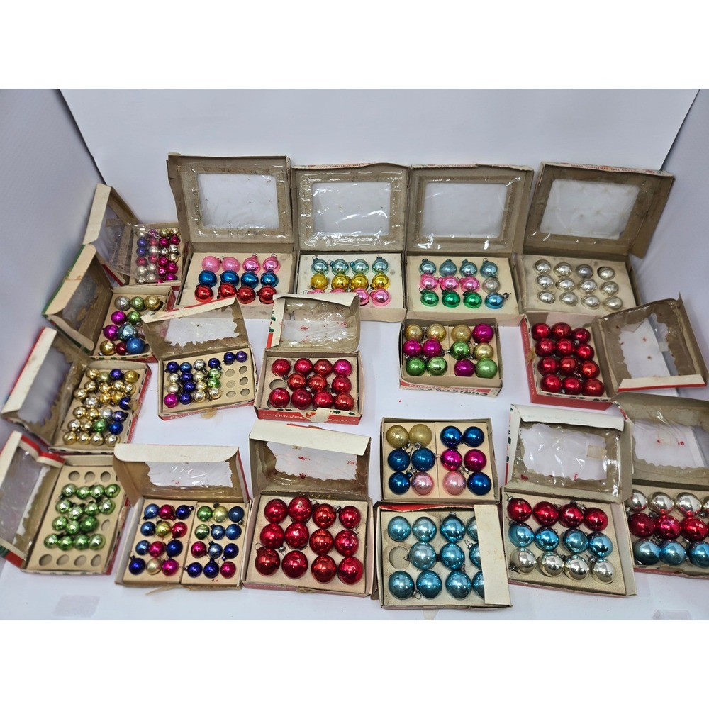 Vintage Shiny Brite Glass Christmas Mini Ornament Lot 250+ Multi Color MCM Japan